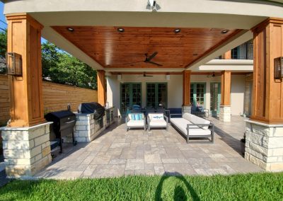 outdoor living area with roof addition