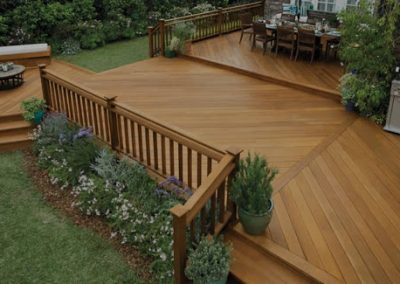 multi level backyard wood deck houston heghts