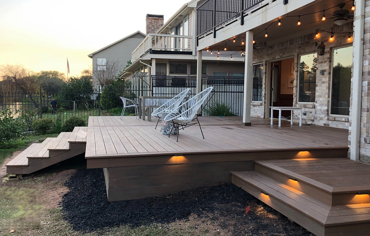 a wooden deck built in Houston