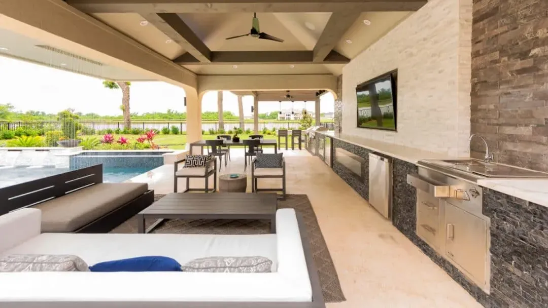 outdoor living and covered kitchen