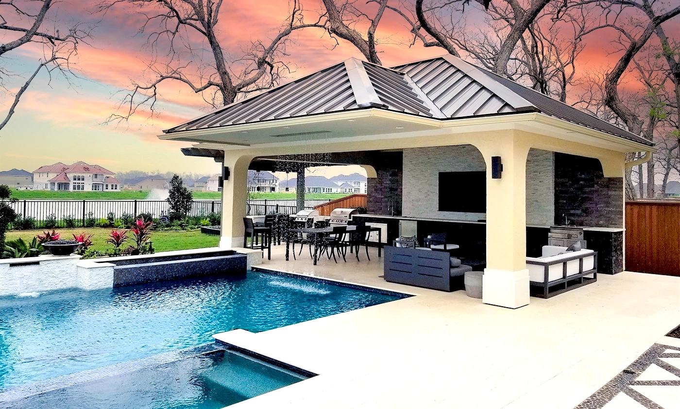 Pergola in Houston at dusk